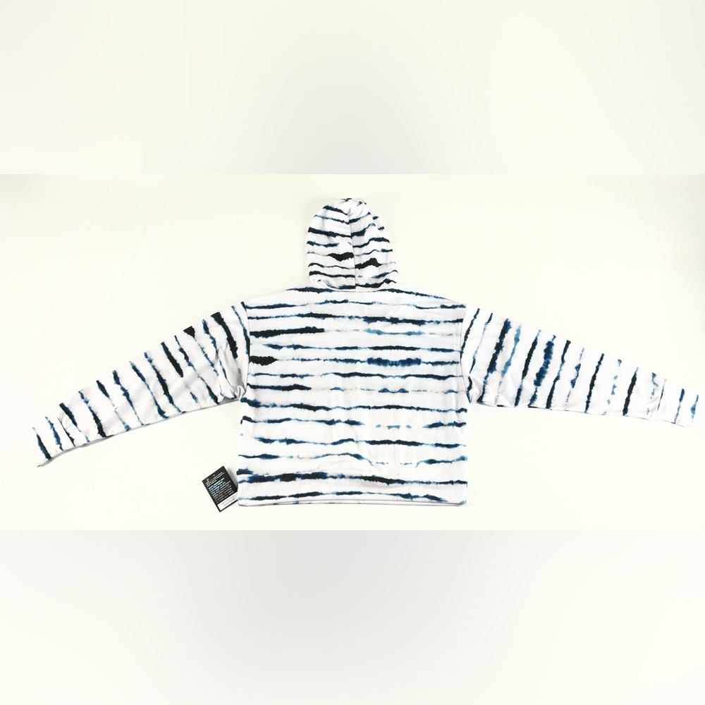ONZIE Tie-Dye Striped Crop Hoodie‎ White Black Navy Blue Size M / L - Picture 3 of 12